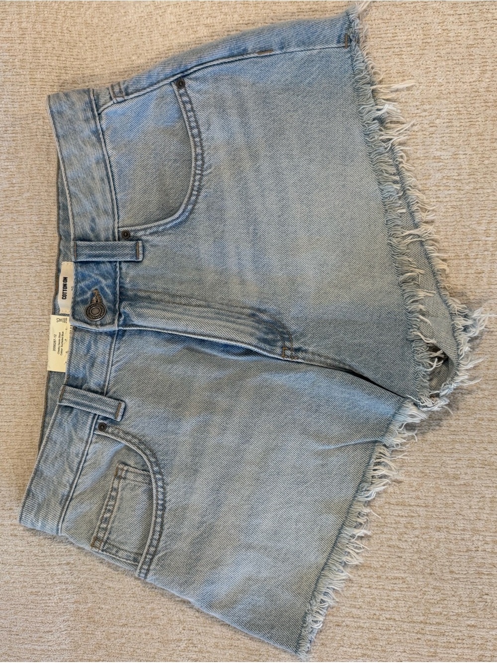 Cotton On Light Blue Frayed Denim Shorts